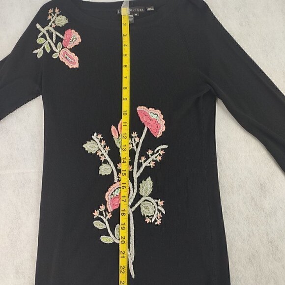 Ziani Couture Rayon, Nylon Black Top With Flora Embroidery. Size Medium - Picture 8 of 11